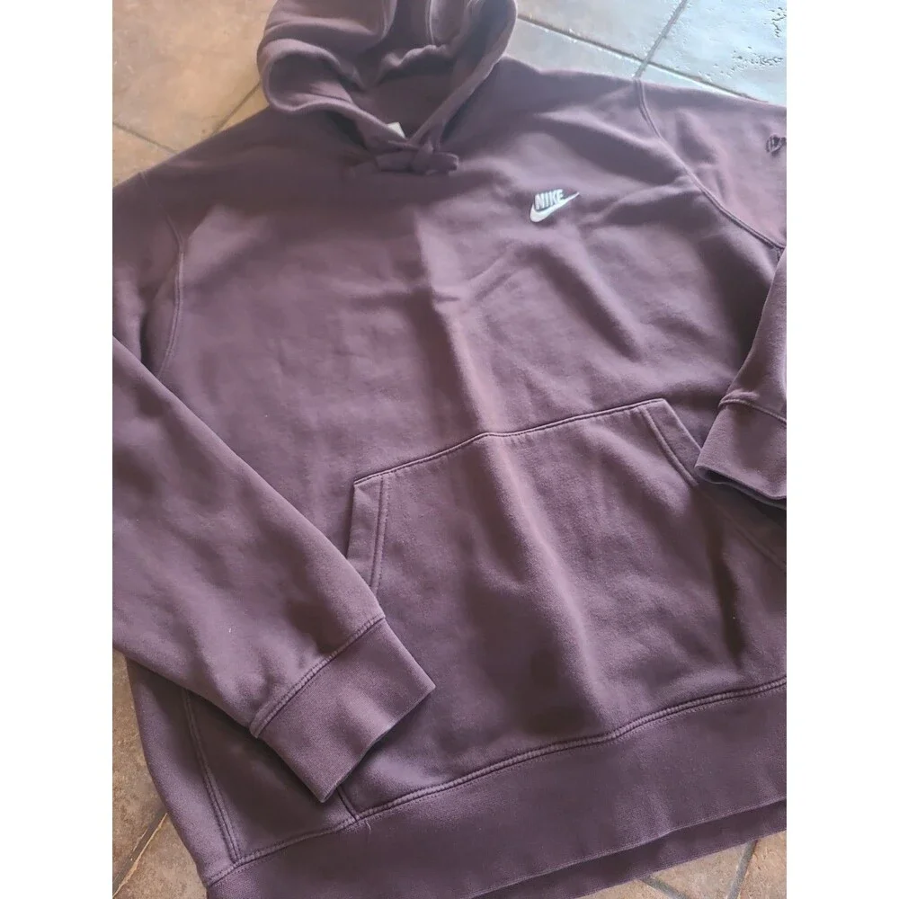 Nike Hoodie Mens XL Brown Small Nike Swoosh Pullover Fleece Sweatshirt Kangaroo